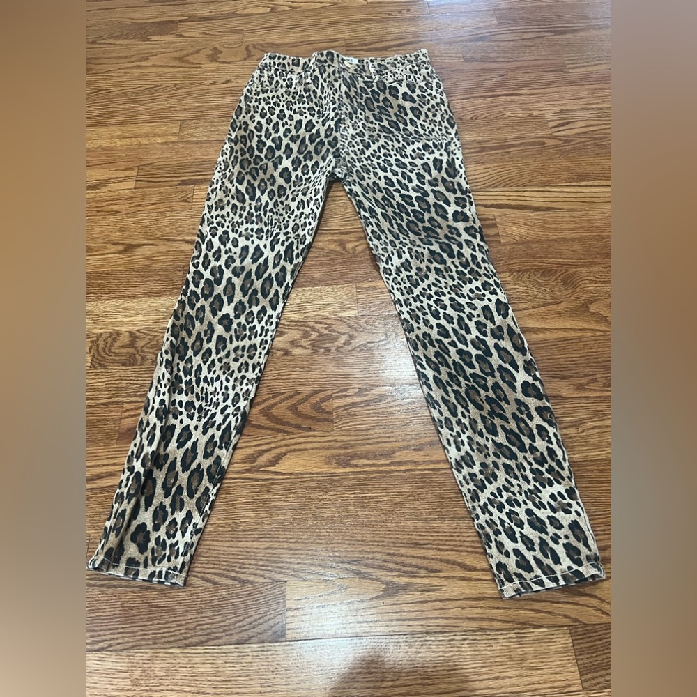FRAME Jeans Womens 27 Ali High Rise Cigarette Skinny Animal Print Denim